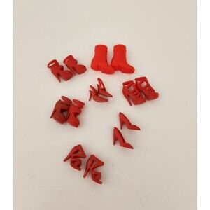 Lot of 7 pair of Barbie shoes and boots Sandals Red